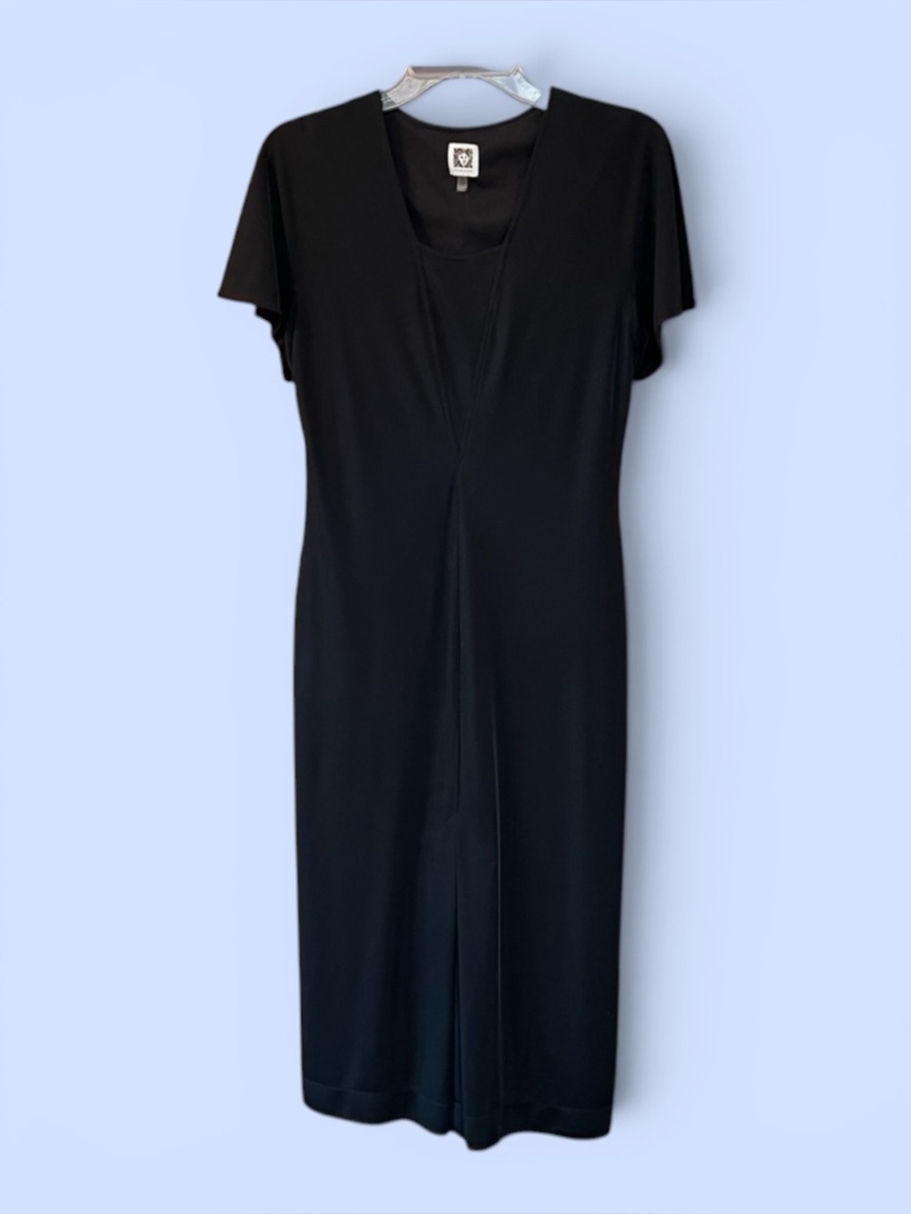 LBD Anne Klein Sheath Front Inverted Pleat Flutter Sleeves Sz 6‎